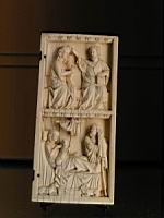 Ivoire sculpte, Diptyque (Feuillet droit), Couronnement de la Vierge, la Nativite, v1360